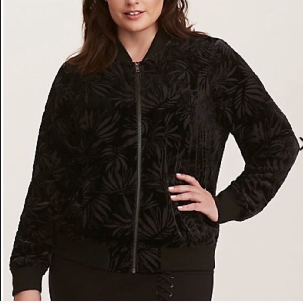 Torrid Black Burnout Velvet Bomber 🆕